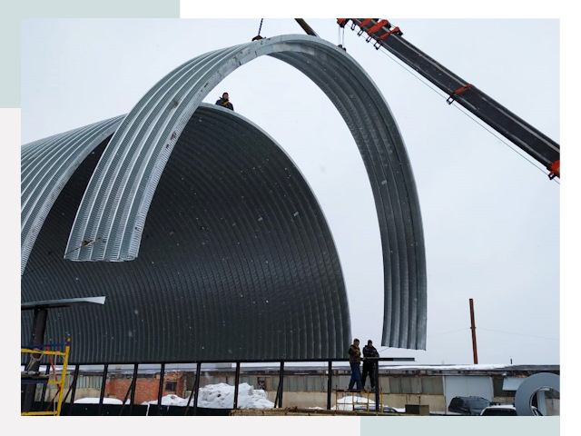 Полукруглые ангары в Елизово